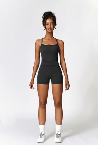 QBGJTD Two Piece Workout Sets For Women Tank Top Matching High Waist Booty Lifting Shorts Gym Yoga Active Wear Outfits
