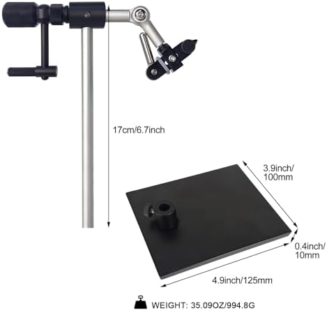 EUPHENG New Upgrade N075 Madison True Rotary Vise with Two Ball Bearings Inside More Smooth Fly Tying Vise with 360 Degree Rotation Easy Adjustment of Rotation Resistance 26 to 4/0 Hook Sizes