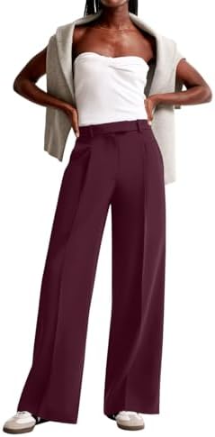 NIMIN Women Wide Leg Work Pants High Waisted Dress Trousers with Pockets