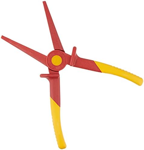 KNIPEX Tools 98 62 02, Flat Nose Plastic Pliers 1000V Insulated & 62 01 Snipe Nose Plastic Pliers 1000V Insulated, Red/Yellow