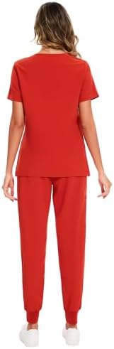 COZYFIT Scrubs for Women Set - Stretch V-Neck & Jogger Pant with 9 Pockets