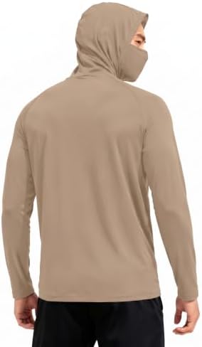 HovSiyla Mens Fishing Hoodie UV Sun Protection Shirts UPF Rash Guard Long Sleeve Shirts Hiking Performance Mesh Face Mask Top