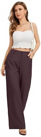 FUNYYZO Wide Leg Dress Pants for Women Work Slacks Business Casual Outfits