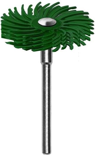 Dedeco Sunburst Radial Bristle Discs 5-Pack - 1" Curved 4-Ply Mounted Discs - Dark-Green 50 Grit (Extra-Coarse) - Aluminum Oxide for Polishing & Finishing