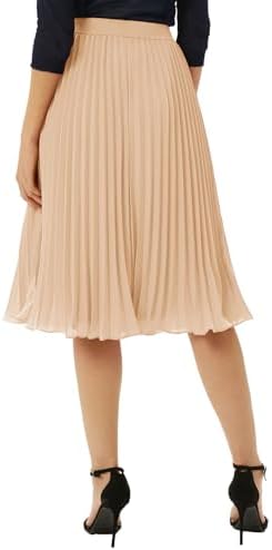GRACE KARIN Pleated Midi Skirt for Women Chiffon A-Line Outfits