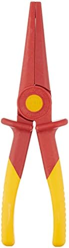 KNIPEX Tools 98 62 02, Flat Nose Plastic Pliers 1000V Insulated & 62 01 Snipe Nose Plastic Pliers 1000V Insulated, Red/Yellow