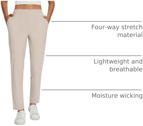 baleaf Womens Business Casual Pants Stretch Travel Pants On Airport with Zipper Pockets Dressy Slacks Golf Work Pull on