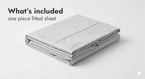 JS Sanders V Berth Boat Sheet 1 Pcs 600 TC Egyptian Cotton, Silver Stripe