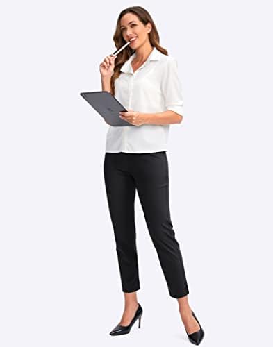 YYV Women's Golf Pants High Waist Stretch Ankle Pants with Pockets