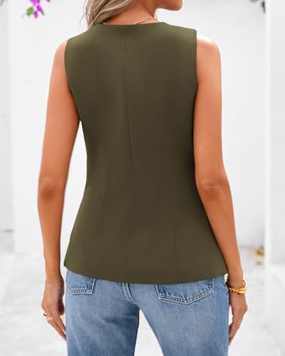 BTFBM Suit Vest Tops For Women Sleeveless Blazer Work Wear