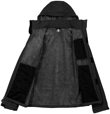 Little Donkey Andy Men's Warm Sherpa Lined Winter Softshell Jacket Windproof Mountain Ski Snow Coat with Removable Hood