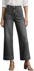 Cicy Bell Womens Cropped Wide Leg Jeans High Waisted Baggy Denim Ankle Pant