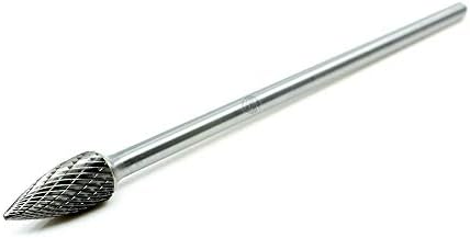 Benchmark Abrasives 6” Pointed Tree Shape Double Cut Tungsten Carbide Die Grinder Bits Metal Deburring Tool Rotary Burr, 1/4 Inch Shaft, Engraving Tool for Woodworking Shaping Carving (SG-5)