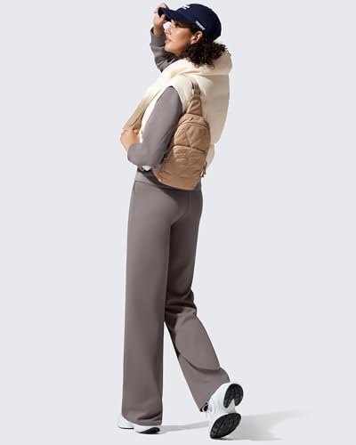 G4Free EverGoing Fleece Lined Wide Leg Pants for Women Dressy Work Casual