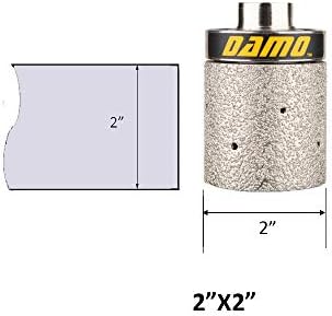 DAMO 2"X2" 90-Degree Diamond Grinding Drum Wheel, Coarse Grit, 5/8”-11 Thread, Ideal for Shaping Circles, Arcs, and Sink Hole Cutouts – Vacuum Brazed Technology for Granite, Concrete, and Marble Edges