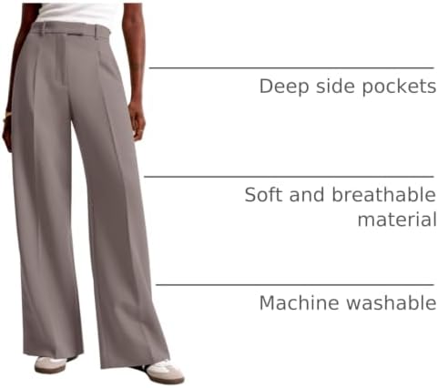 NIMIN Women Wide Leg Work Pants High Waisted Dress Trousers with Pockets