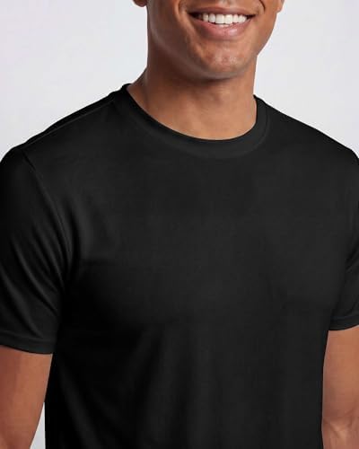 5 Pack Men's Dry Fit Workout T Shirts Crew Neck Athletic Gym Running Tees