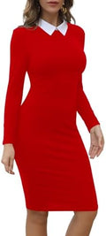 Aphratti Women's Peter Pan Collar Sheath Dress with Sleeves Business Office Wear to Work Professional Outfits