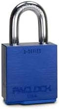 PACLOCK's 3-Series Padlock, Standard Rekeyable (SR), 3/8" Diameter Hard. Stainless Steel Shackle, 1-3/16" Tall, Keyed Differently w/ 2 Keys, Blue