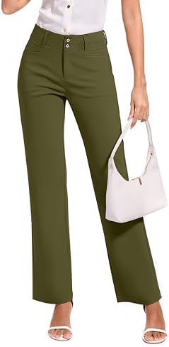 KICZOY Women Dress Pants Stretch Business Straight Leg with Pockets Wear to Work Casual 2026 Suitpants