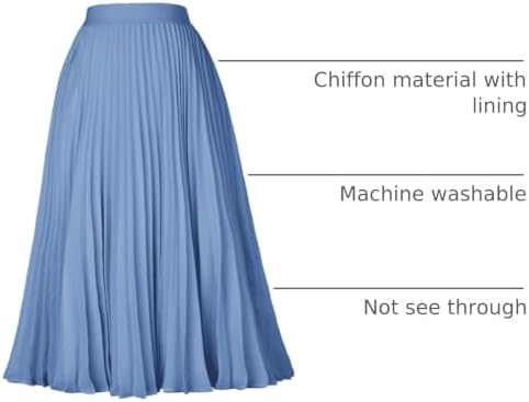 GRACE KARIN Pleated Midi Skirt for Women Chiffon A-Line Outfits
