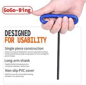 GogoBing Cushion Grip Hex t handle torque T-Key allen wrench sets long screwdriver tool - 8 SAE Standard 3/32-1/4 Inch & 8 Metric 2.5-6 MM Sizes & 8 Torx T9-T40, Red&Blue&Green