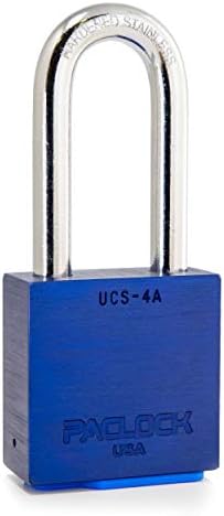 PACLOCK's 4-Series Padlock, Standard Rekeyable (SR), 7/16" Diameter Hard. Stainless Steel Shackle, 2-1/2" Tall, Keyed Differently w/ 2 Keys, Blue Anodized Aluminum