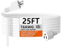 HUANCHAIN Indoor Outdoor White Extension Cord 25 FT Waterproof 16/3 Gauge