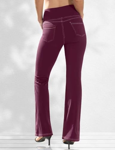 VOOVEEYA Women's Bootcut Leggings - Bootleg Yoga Pants Flare with 4 Pockets