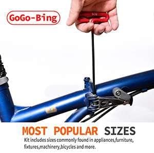 GogoBing Cushion Grip Hex t handle torque T-Key allen wrench sets long screwdriver tool - 8 SAE Standard 3/32-1/4 Inch & 8 Metric 2.5-6 MM Sizes & 8 Torx T9-T40, Red&Blue&Green