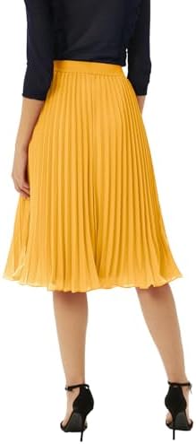 GRACE KARIN Pleated Midi Skirt for Women Chiffon A-Line Outfits