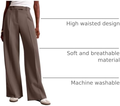 NIMIN Women Wide Leg Work Pants High Waisted Dress Trousers with Pockets