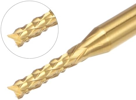 uxcell 10Pcs 1.9mm Titanium Coat Carbide End Mill Engraving Milling Cutter CNC Router Bits for PCB Machine, 1/8" Shank