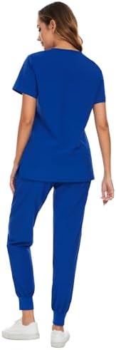 COZYFIT Scrubs for Women Set - Stretch V-Neck & Jogger Pant with 9 Pockets