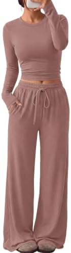 Trendy Queen Women's 2 Piece 2026 Fall Fashion Lounge Set with Pockets