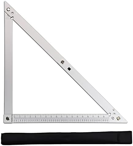 FEI-RONG 24 Folding Square - Aluminum & Carbon Steel Framing Square | 45-90 Degree Adjustable Angle Ruler for Roofing, Stair Work, Woodworking | Includes Carrying Case