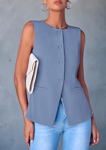 PRETTYGARDEN Women Tailored Suit Vest Business Casual Tops
