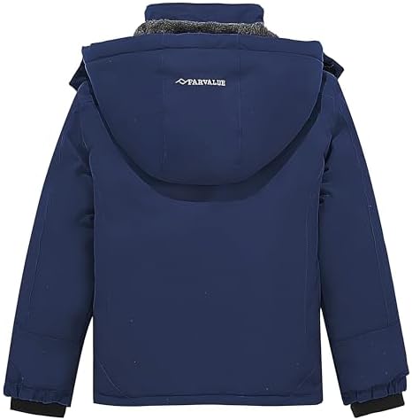 FARVALUE Boys Waterproof Ski Jacket Windproof Winter Coat Warm Snow Coat Outdoor Raincoats with Removable Hood