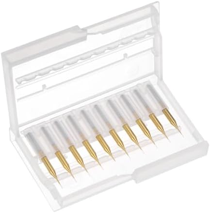 uxcell 10Pcs 0.2mm Titanium Coat Carbide End Mill Engraving Milling Cutter CNC Router Bits for PCB Machine, 1/8" Shank