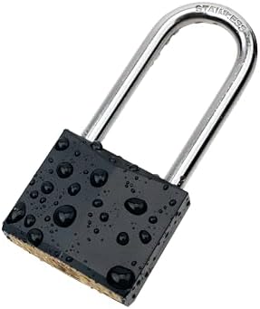 2-Pack Keyed Alike Locks, Black Covered Brass Keyed Padlock with Stainless Steel Long Shackle, 1-9/16 Inch Lock Body, Rustproof Locks for Gate Fence Hasp Cabinet Toolbox Gym or School Locker
