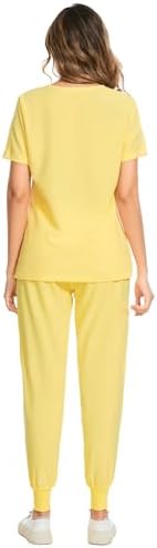 COZYFIT Scrubs for Women Set - Stretch V-Neck & Jogger Pant with 9 Pockets