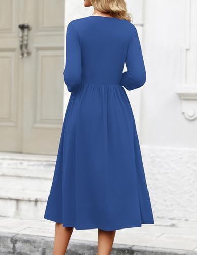Zeagoo 3/4 Sleeve Women's Dress Casual Aline Summer Fall Midi Long Dresses