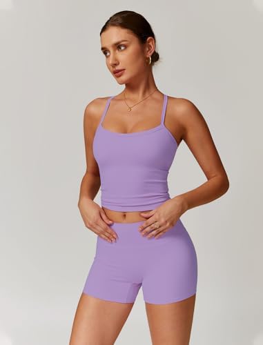 QBGJTD Two Piece Workout Sets For Women Tank Top Matching High Waist Booty Lifting Shorts Gym Yoga Active Wear Outfits
