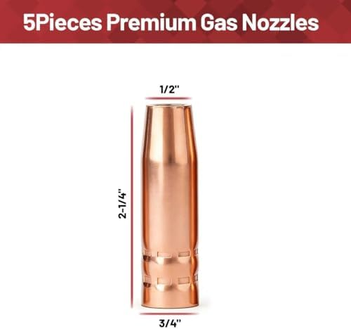 5PK MIG Welding Gas Nozzle 21-50 1/2" Compatible for Lincoln Magnum 100L K530 Series & Century & Tweco Mini/#1 Welding Torch Gun Parts