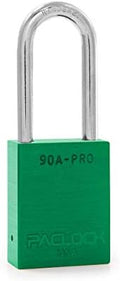 PACLOCK's 90A-PRO Padlock, 1/4" Diameter Hard. Steel Shackle, 2" Tall, High Performance 7-Pin Cylinder w/ 1 Key, Keyed Alike, Green
