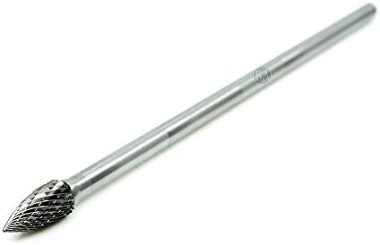 Benchmark Abrasives 6” Pointed Tree Shape Double Cut Tungsten Carbide Die Grinder Bits Metal Deburring Tool Rotary Burr, 1/4 Inch Shaft, Engraving Tool for Woodworking Shaping Carving (SG-3)