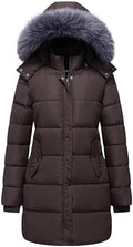GGleaf Women's Winter Puffer Coat with Removable Fur Hood Warm Snow Jacket