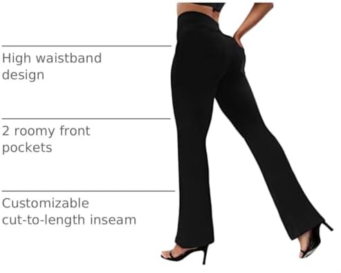 VOOVEEYA Women's Bootcut Leggings - Bootleg Yoga Pants Flare with 4 Pockets
