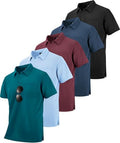 ZITY 5 Pack Polo Shirts for Men with Pocket Dry Quickly Short Sleeve Athletic Outdoor Work Collared Shirts
