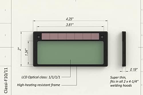 Tefuawe 2x4 1/4 Auto Darkening Welding Lens, Low Amps 5A Tig, Shade 10, Ultra Clear, Cool Blue Color for Pipeliner and Pancake Welding Hood